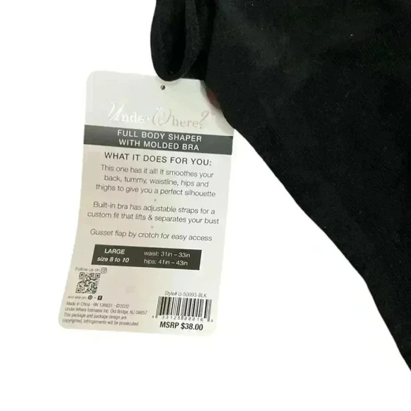 UnderWear Full Body Shaper With Molded Bra Firm Control Size Large Black - Picture 6 of 8